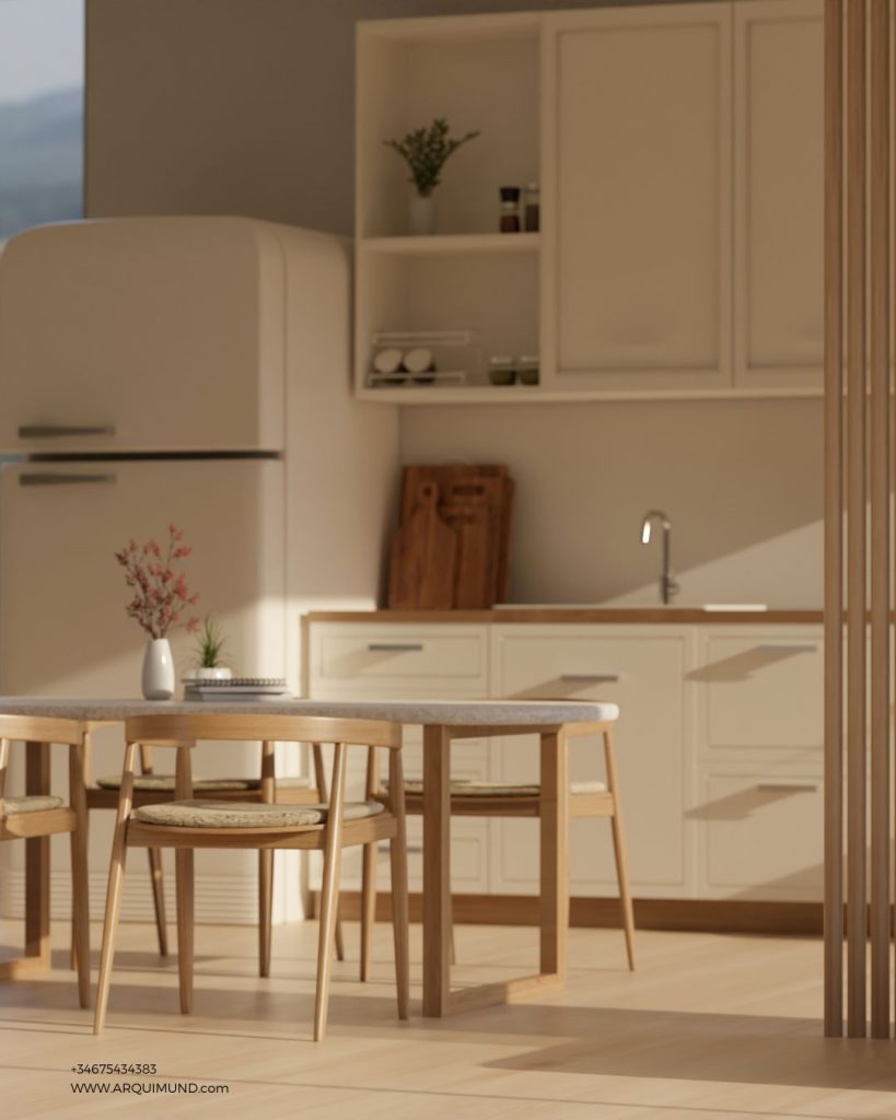 Espacio interior elegante con iluminación cálida y decoración minimalista