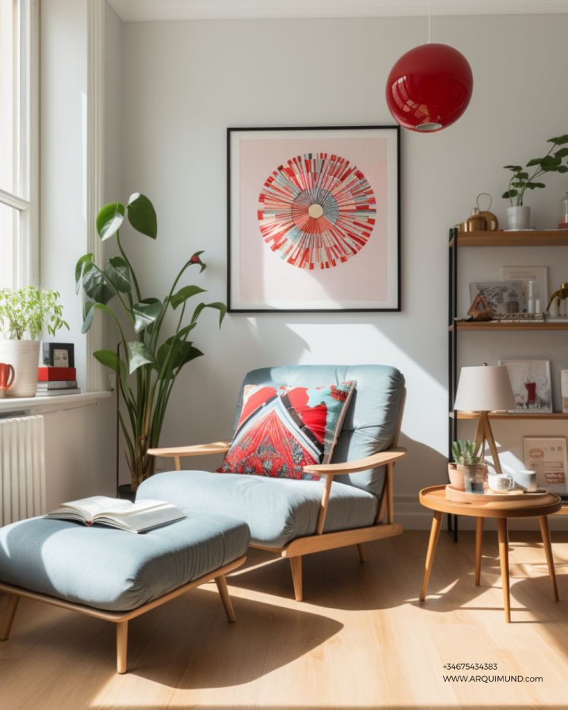 Espacio interior elegante con iluminación cálida y decoración minimalista